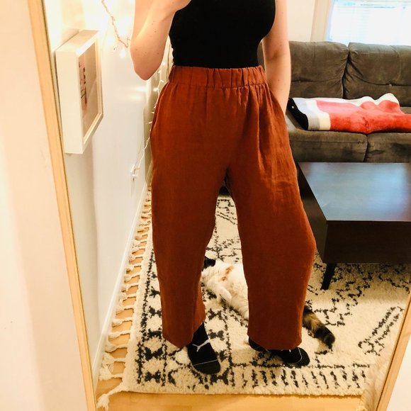 HDH Basics: Easy Wide-Leg Pant in Rust/Crimson NWT - Picture 2 of 3